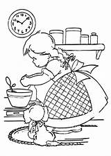 Cooking Coloring Girl Pages Chef Cook Printable Clipart Baking Kitty Hello Kids sketch template