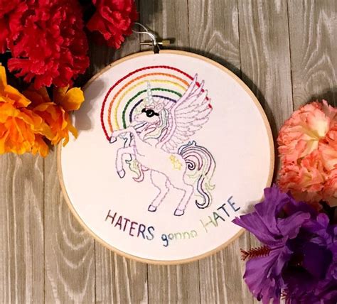haters gonna hate embroidery hoop 40 unicorn embroidery hoops