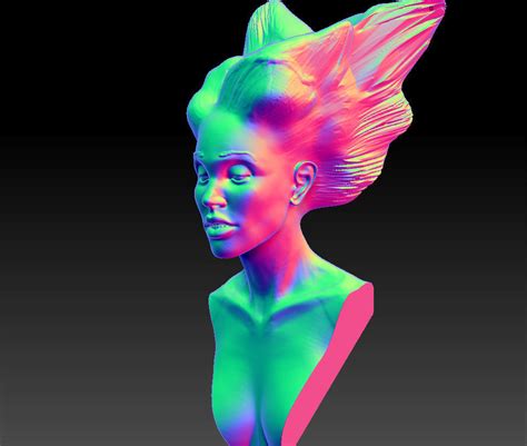 angel bust wing haired lady 3d print model cgtrader