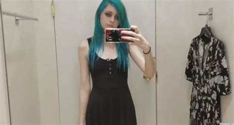 Skinny Gothic Girl Taking A Selfie At Hudson Bay Dressing Ro