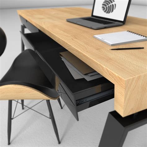 handmade architect desk  metal drawer  office work station design  cable organizer
