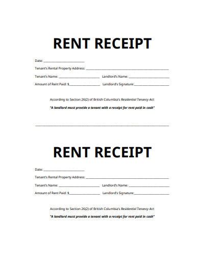 monthly receipt templates  google docs word pages  xls