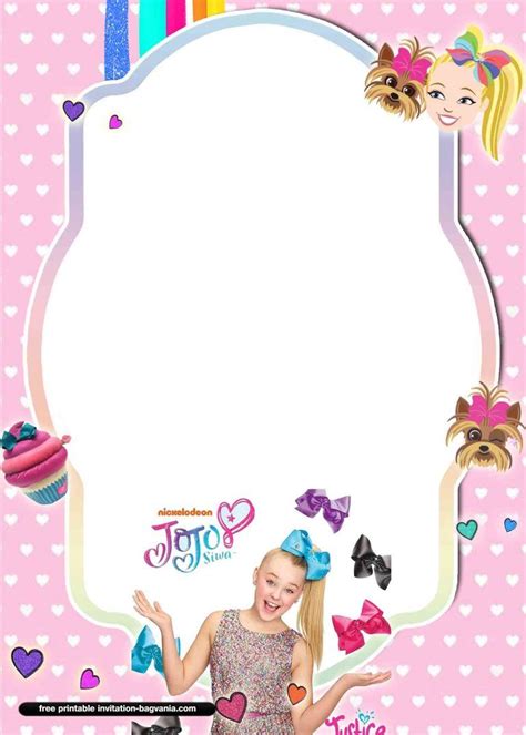 jojo siwa invitation templates   printable birthday