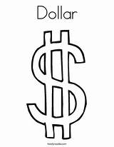 Coloring Dollar Sign Economy Money Outline Pages Sheet Print Colouring Printable Clipart Cliparts Noodle Template Twistynoodle Clip Block Twisty Favorites sketch template