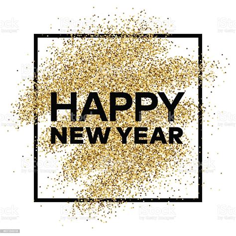 Gold Glitter Background With Happy New Year Inscription