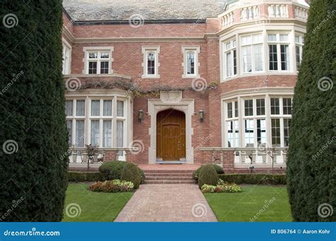 fancy house  stock photo image  lawn front courtyard