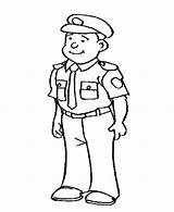 Police Policeman Coloring Officer Drawing Outline Badge Security Guard Sheriff Printable Clipart Sketch Uniform Blank Protector Person Cliparts Template Drawings sketch template