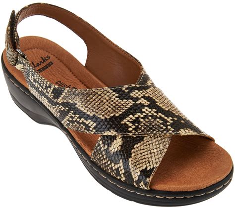 clarks leather cross strap sandals hayla heaven page  qvccom