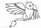 Coloring Pages Cats Warrior Winged Kids Printable Print Color sketch template