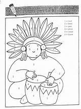 Maternelle Indianer Indiens Zahlen Amerique Indianen Cowboys Amérique Vêtements Volgens Kleur Ausmalen Colouring Cijfers sketch template