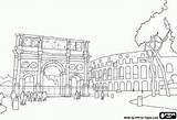 Rome Colosseum Constantine Italie Landmarks Oncoloring sketch template