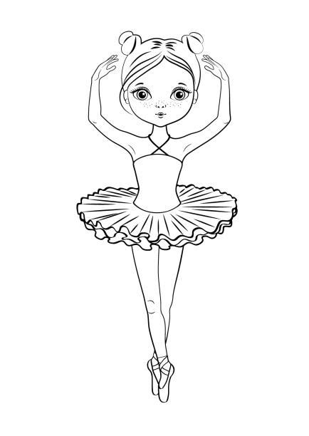 outline ballerina drawing illustrations royalty  vector graphics