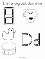 Coloring Duck Dog Door Drum Letter Worksheets Pages Preschool Built California Usa Alphabet Twistynoodle sketch template