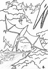Coloring Dinosaur Flying Pages Getcolorings Pterodactyl sketch template