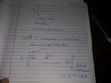 ii chc br  reaction  sodium methoxide na ochz  alkene   main product