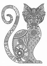 Coloring Cat Pages Adults Cats Patterns Complex Elegant Print Mandala Adult Book Color Kitten Halloween Kids Choose Board Dog Cute sketch template