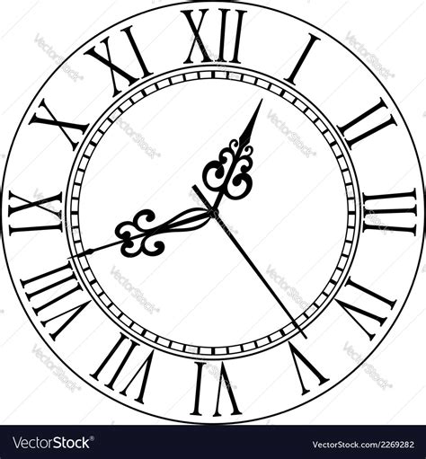 Old Clock Face With Roman Numerals Royalty Free Vector Image