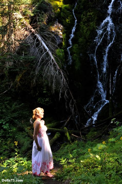 pretty delia erect under dress by a waterfall photo 17