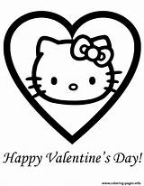Kitty Coloring Valentines Hello Pages Printable Color Book sketch template