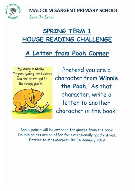 Malcolm Sargent Primary School Reading Challenge Spring Term 1