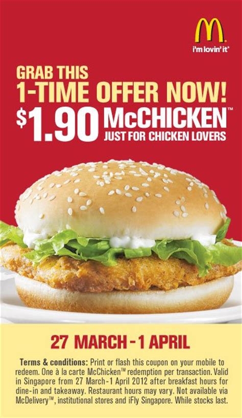 mcdonalds mcchicken  time offer great deals singapore