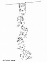 Each Other Minions Hanging Coloring Despicable sketch template