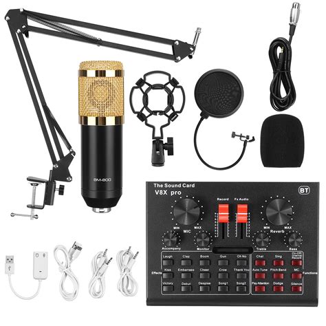 upgrade vx pro  sound card condenser microphone bundle bm podcast equipment kit