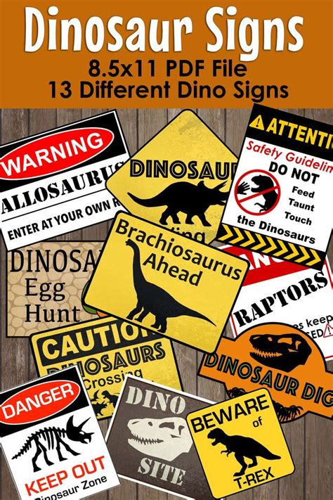 dinosaur signs dinosaur party decoration dinosaur warning sign