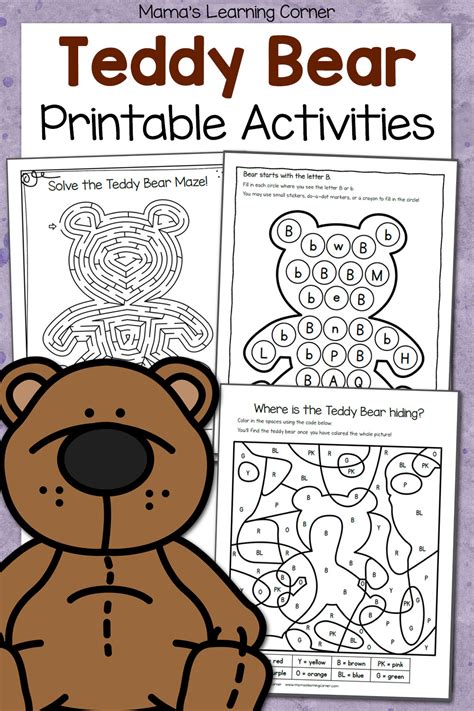 teddy bear activities printable packet mamas learning corner