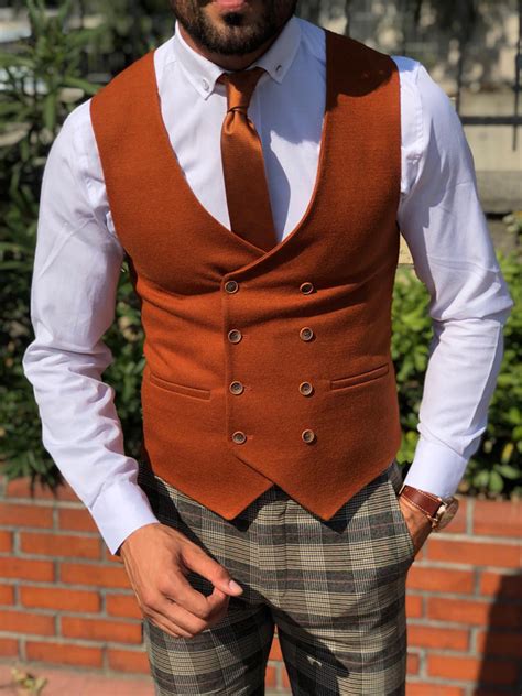 buy tile double breasted wool vest by free
