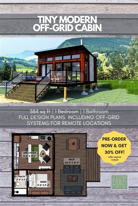 tiny modern  grid cabin plan small house works
