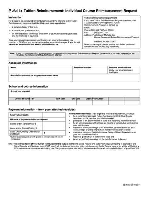 fillable publix tuition reimbursement individual  reimbursement