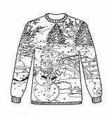 Christmas Coloring Jumper Pages Ugly Colouring Sweater Cosy Sheets Adult sketch template