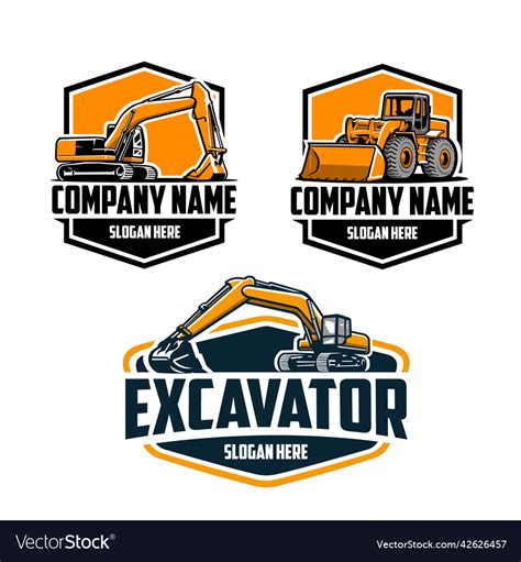excavating company ready  emblem badge logo vector image