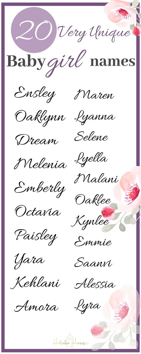 unique girl names  meaning