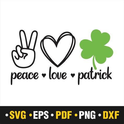 peace love patrick st patricks day svg masterbundles