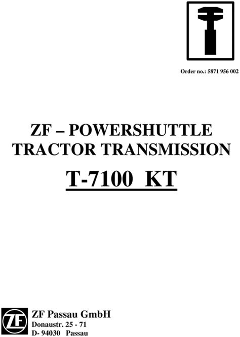 Transmission Zf T7100 Kt T 7100 Service Workshop Manual Tradebit