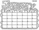 Calendar Printable Monthly Coloring Pages January Calendars Blank Doodle Calender Cute Colouring Kids Months Month Alley Printables Color Doodles Template sketch template