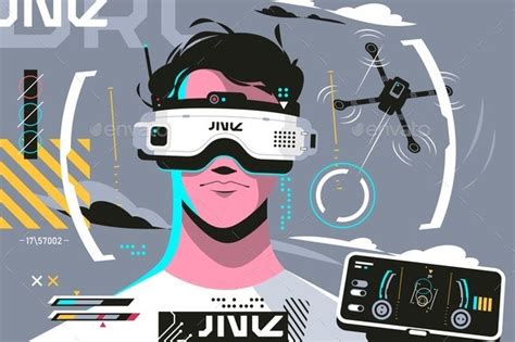 man drones pilot  glasses  kit graphicriver
