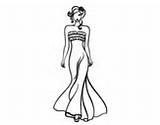 Dress Wedding Coloring Strapless Coloringcrew Veil Dibujo Fashion Elegant sketch template