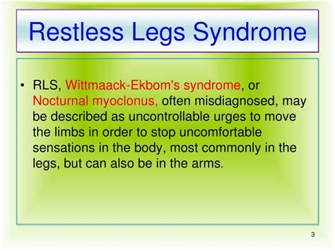Ppt Restless Legs Syndrome Powerpoint Presentation Free Download