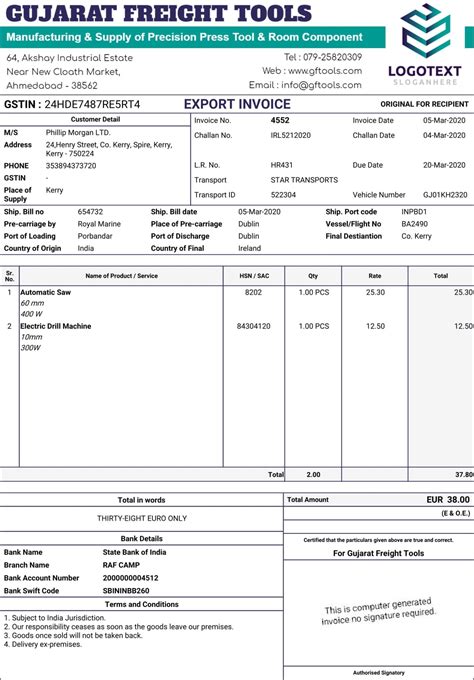 gst export invoice format  india   gst billing software   businesses