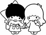 Twin Little Stars Hello Coloring Pages Star Sanrio Twins Kitty รา วน ชาร Cute ภาพ sketch template