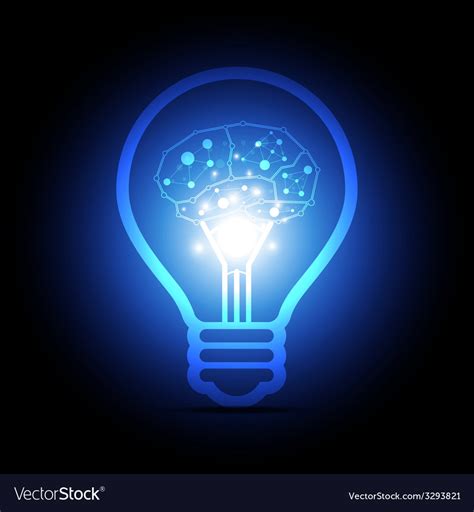 digital brain  electric bulb royalty  vector image