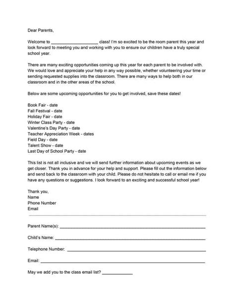 parent letter  teacher template collection