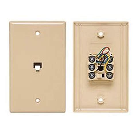 flush mount smooth telephone wall jack  conductor  position ivory allen tel products
