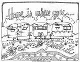 Coloring Pages Colouring Camper Printable Caravan Adult Camping Travelling Travel Rv Sheets Park Embroidery Trailers Instant Color Whimsical Where Patterns sketch template