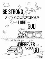 Strong Courageous Printable Christian Preschool Kids God Color Coloring Bible Pages Jesus Activity Sheets School Activities Printables Toddler Verses Deuteronomy sketch template