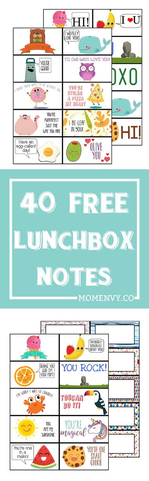 lunchbox notes   printable lunch notecards lunch box