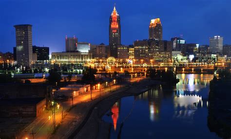 Cleveland Ohio Night Skyline Erik Drost Flickr